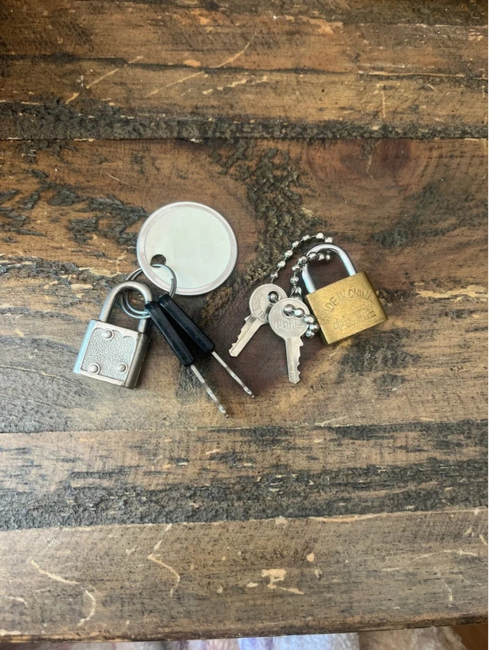 0069 Set of 2 Small Padlocks with Keys (Mini Silver & Brass)